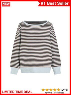 Off the Shoulder Striped Oversized Ribbed Knit Sweater Pullover